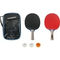 Abbildung von HUDORA Tischtennis Set Match hochwertiges Tischtennisschläger mit 2 Schlägern &amp; 3 Bällen Ping Pong Schläger inkl. Aufbewahrungstasche ideal für Geübte
