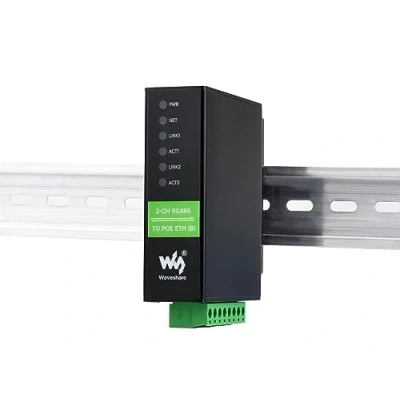 Abbildung von 2 Kanal RS485 zu POE Ethernet Konverter Industrieller Isolierter Serieller Server, Unabhängiger Betrieb, Zwei ETH Ports, Modbus Gateway MQTT JSON Unterstützung