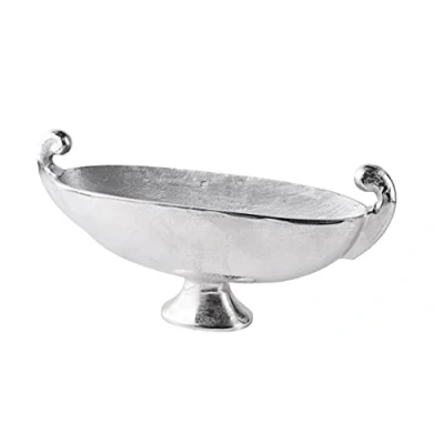 Abbildung von MichaelNoll Schale Dekoteller Aluminium Silber Deko Luxus Moderne Dekoschale aus Metall Tischdeko Hochzeit Dekoration für Wohnzimmer, Esszimmer oder Küche XL 51 cm