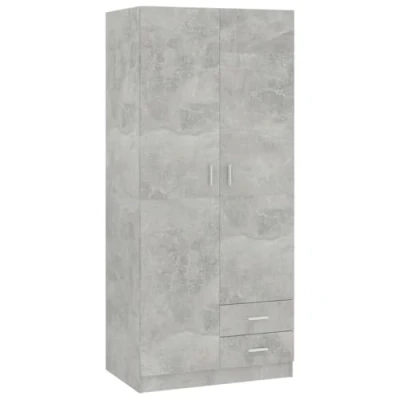 Abbildung von vidaXL Kleiderschrank mit 2 Türen Schubladen Garderobenschrank Garderobe Schrank Schlafzimmerschrank Betongrau 80x52x180cm Holzwerkstoff