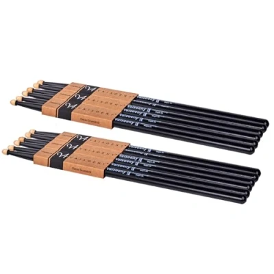 Abbildung von Vaisoeny Drumsticks, Lackierte 5A Schlagzeug Sticks, 6 Paar Drumsticks für Kinder und Erwachsene, Professionelles Musikinstrument Percussion Zubehör (Schwarz)