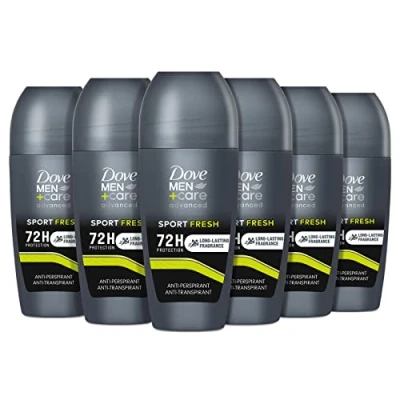 Abbildung von Dove Men+Care Deodorant Roll On Advanced Care Sport Fresh, für Herren, Antitranspirant, ohne Alkohol, mit 1/4 Feuchtigkeitscreme, Schutz bis zu 72 Stunden, 6 Stück à 50 ml
