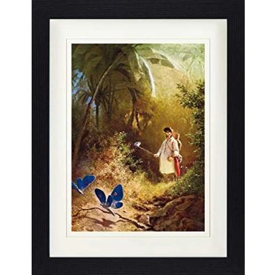 Abbildung von 1art1 Carl Spitzweg Poster Der Schmetterlingsjäger, 1840 Gerahmtes Bild Mit Edlem Passepartout Wand Bilder Im Bilderrahmen 40x30 cm