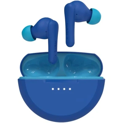 Abbildung von Belkin SoundForm Nano 2 Bluetooth In Ear Kinderkopfhörer mit integriertem Mikrofon, 28 Std. Akkulaufzeit, Lautstärkebegrenzung auf 85 dB, wasserfest nach IPX5, für iPhone, iPad, Galaxy usw. Blau