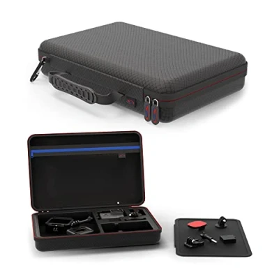 Abbildung von DigiCharge Tragetasche Tasche für Action Kameras Gopro Hero13 Hero12 Hero11 Hero10 / DJI Osmo 5 4 Insta360 One/Akaso/Hero 13 12 10 9 8 7 6 Apeman, und Zubehör, (34x24x7cm) (L,Schwarz)