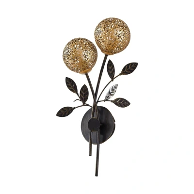 Abbildung von Lucande Wandleuchte Evory, dimmbar, Leuchtmittel nicht inklusive, Marokkanisch / Orientalisch, Eisen, Schwarz, gold, 2 flammig, G9