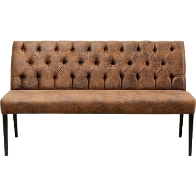 Abbildung von Kare Design Bank Econo, Braun, Sitzbank, Esstisch Bank, Lederoptik, Buchenholz Gestell, Wohnzimmer, Esszimmer, 95x164x62 cm (H/B/T)
