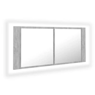 Abbildung von vidaXL LED Bad Spiegelschrank Badezimmerspiegel Badspiegel Spiegel Badschrank Badezimmerschrank Hängeschrank Wandschrank Betongrau 100x12x45cm Acryl