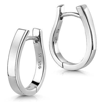 Abbildung von Materia Klappcreolen Creolen Ohrringe oval Hochglanz SO 230, 925 Sterling Silber, rhodiniert