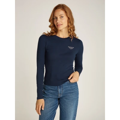 Abbildung von Tommy Jeans Essential LOGO Langarmshirt, Damen, Größe: XS, Dark night navy