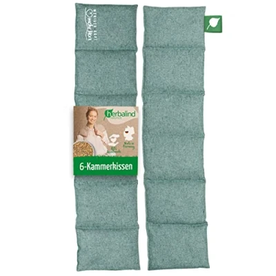 Abbildung von HERBALIND Flanell Körnerkissen 6 Kammer 66x15 cm mit Minze Aroma Wärmekissen für die Mikrowelle Bio Getreide 1080g Füllung Bauch Rücken Handmade in Germany 100% Baumwolle (Minze Grün)