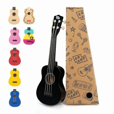 Abbildung von CB Sky Soprano Ukulele 53cm Anfänger, Schüler Hawaiian Gitarre (Black) 3 5 9 Jahre alt