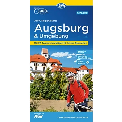 Abbildung von ADFC Regionalkarte Augsburg und Umgebung, 1:75.000, mit Tagestourenvorschlägen, reiß wetterfest, E Bike geeignet, GPS Tracks Download (ADFC 1:75000)