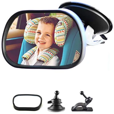Abbildung von Rücksitzspiegel, Baby Kinder Rückspiegel,Rücksitzspiegel für Babys Kindersitz mit Saugnäpfe und Klammer, Einstellbare Auto Ansicht hinten Sitz Sicherheit Spiege