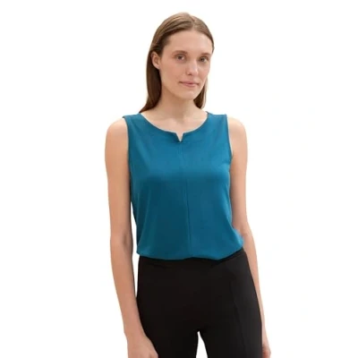 Abbildung von TOM TAILOR Damen Basic Blusen Top mit weitem Rundhalsausschnitt, Moss Blue, XXL