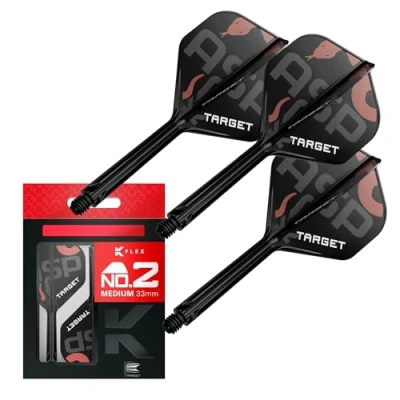 Abbildung von Target Darts Nathan Aspinall K Flex Flights und Shaft System, No.2 (Medium, 33mm) Packung mit 3 Kflex All In One Flights, Player Edition Zubehör Dart Schaft