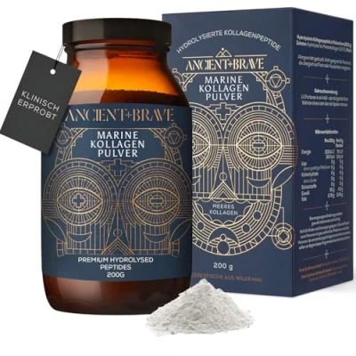 Abbildung von Ancient + Brave Wild Collagen 200g gefangenes marines Kollagenpulver Supplement 100% hydrolysiertes Kollagenpeptid (Fisch) Fasten, Keto Anti Aging, Haut , Haar und Nagelgesundheit