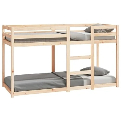 Abbildung von vidaXL Etagenbett, Stockbett für begrenzte Platzverhältnisse, Hochbett mit Leitplanken, Bett Bettgestell Bettrahmen, 75x190cm Massivholz Kiefer