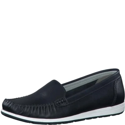 Abbildung von MARCO TOZZI Damen Mokassins aus Leder Bequem, Blau (Navy), 40 EU