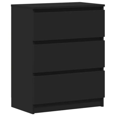 Abbildung von vidaXL Sideboard, Kommode mit viel Stauraum, Schrank 3 Schubladen, Schubladenschrank Anrichte für Wohnzimmer, Schwarz 60x35x76cm Holzwerkstoff