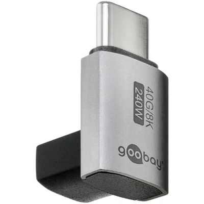 Abbildung von goobay USB C Adapter 240W 40 Gbit Verlängerung 90 vertikal kurz USB4 (Stecker auf Buchse) / 4.0 Adpter 8K@60 Hz, abwärtskompatibel 3.1, 2.0/74444