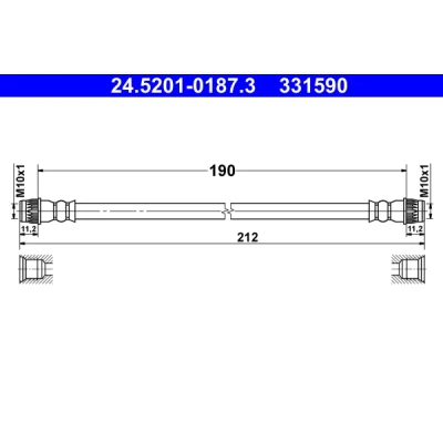 Abbildung von ATE 24.5201 0187.3 Bremsschläuche 190 RENAULT: Clio 4 Schrägheck, Captur
