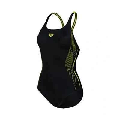 Abbildung von ARENA Damen Women&#039;s Swimsuit Swim Pro Back Graphic Badeanz ge, Black soft Green, 36 EU