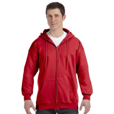 Abbildung von Hanes Ultimativer Herren Kapuzenpullover mit durchgehendem Reißverschluss, Fleece Sweatshirt tiefes rot, Small