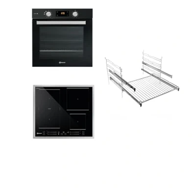 Abbildung von BAUKNECHT Backofen Set &quot;BAKO BLACK STEAM PROTECT&quot;, BAK5S KP8V2 BLG, mit 2 fach Teleskopauszug, Pyrolyse Selbstreinigung