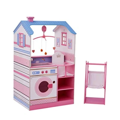 Abbildung von Olivia&#039;s Little World Teamson Kids 18 Zoll Babypuppen Holz Puppenhaus doppelseitig Nursery TD 11460W