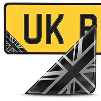 Abbildung von Biomar Labs 2 x 3D Gel Silikon Aufkleber Nummernschild Kennzeichen Tuning Auto Helm Tablet Laptop Handy UK Großbritannien Union Jack Flagge Fahne Silber F 141