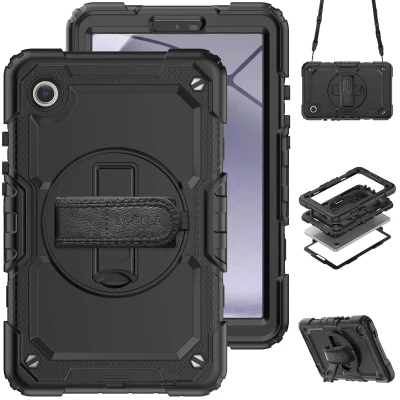 Abbildung von Robustes Back Cover mit Schultergurt für das Samsung Galaxy Tab A9 Schwarz