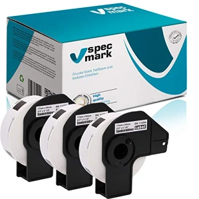 Abbildung von specmark 3 Rollen Einzeletiketten kompatibel mit Brother DK 11204 17mm x 54mm 400 Stück Etiketten für allen QL Etikettendruckern 570 700 800