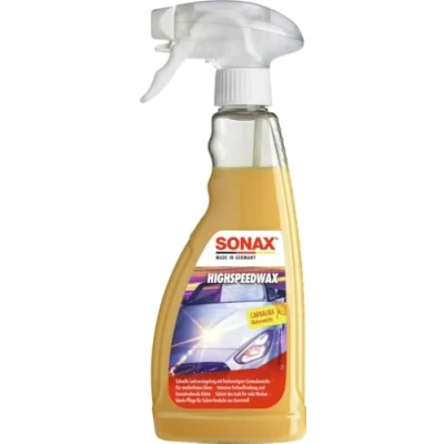 Abbildung von SONAX HighSpeedWax (500 ml) blitzschnelle Lackversiegelung, hochwirksame Reinigungs und Konservierungsemulsion für jeden Lacktyp, Art Nr. 02882000