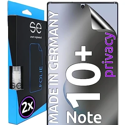 Abbildung von S.E für Samsung Galaxy Note 10 Plus Schutzfolie privacy Blickschutz Folie 2x Folien im SET aus Deutschland, Anti Spy Folie, staubfrei, Sichtschutz