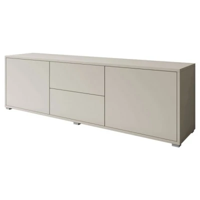 Abbildung von Mirjan24 TV Lowboard Gesita 2D2SZ, Fernsehschrank mit 2 Schubladen und Türen, Griffloses Öffnungssystem, Fernsehtisch, Schrank, Tisch, Highboard, Sideboard, Naturtöne, Bank (Cashmere)