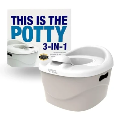 Abbildung von PottyChamp 3in1 Set Kinder Töpfchen, WC Sitz/Toilettensitz &amp; Schemel Tritthocker Töpfchen/Babytopf für Badezimmer Toilette Kindertritt Kloaufsatz Toilettentrainer beige