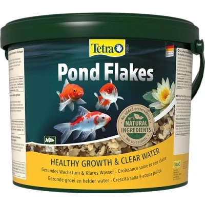 Abbildung von Tetra Pond Flakes Fischfutter Flocken für kleinere und junge Teichfische, eine abwechslungsreiche ausgewogene Ernährung, 10 L Eimer