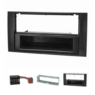 Abbildung von tomzz Audio 2415 040 Radioblende Set kompatibel mit Ford Focus 2 Fiesta C Max S Galaxy Mondeo Kuga Transit schwarz Quadlockadapter ISO Einbauschacht