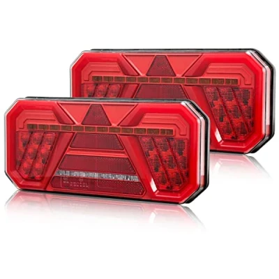 Abbildung von AGRISHOP led Rückleuchten Anhänger Set 12/24V, 7 Funktion 2PCS Rücklicht PKW Anhang,Led Traktor Wohnwagen Wasserdicht Rücklichter Heckleuchten Leuchten E Mark