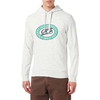Abbildung von JACK&amp;JONES Herren JORARTHUR Sweat Hood SN Kapuzenpullover, White Melange, XXL