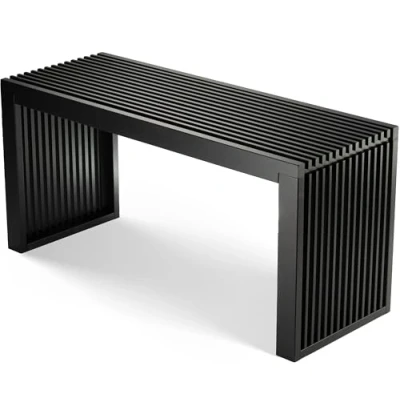 Abbildung von BAM BOO BOX Sitzbank aus Bambus Holzbank für Esszimmer, Schlafzimmer oder Küche 90 x 33 43 cm Bank ohne Lehne (Schwarz)