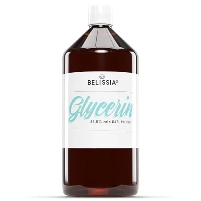 Abbildung von Belissia Glycerin 1l 99,5% Hochreines Pflanzliches in Pharmaqualität made Germany VG flüssig E422 1000ml 100% natürlich, Vegan, 0% Zusatzstoffe