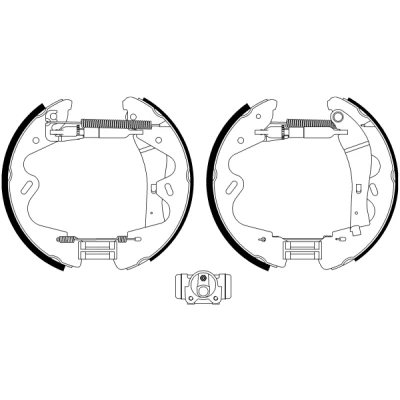 Abbildung von TEXTAR Shoe Kit Pro 84065100 Bremsensatz, Trommelbremse mit Radbremszylinder, Stellelement NISSAN: TERRANO 2