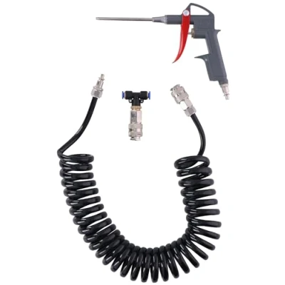 Abbildung von All Ride Air Gun mit Spiralschlauch 5 Meter Max. Luftdruck 13KG/cm² 6mm Luftzufuhrschlauch inkl. Aufbewahrungstasche und Kuppler Schwarz