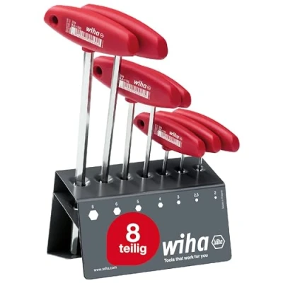 Abbildung von Wiha 00953, T Griff Inbusschlüsselsatz, Metrisch, 7 Stück(e), ohne kurzen Arm, Kunststoff, Chrom Vanadium Stahl