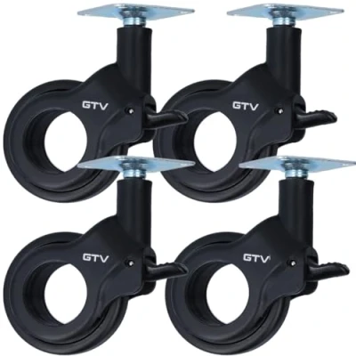 Abbildung von MS Beschläge Möbelrolle Design Rolle Möbeltransportrolle Ø 60mm Lenkrolle, (4 St), 360 drehbare Anschraubplatte