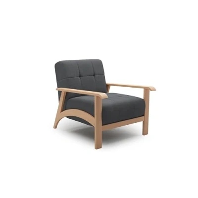Abbildung von Cavadore Sessel Billan / Polstersessel im skandinavischen Design mit massivem Holzgestell in Buche 78 x 88 106 Mehrfarbiger Strukturstoff, Dunkelgrau