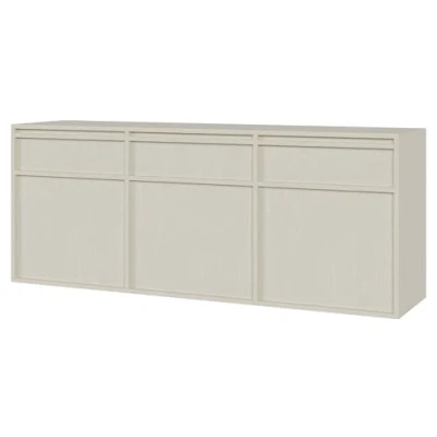 Abbildung von Selsey Kommode Aufbewahrungsschrank 3 Türen Schubladen Schrank Schubladenschrank Push to Open Hängend 154 cm Evo Beige