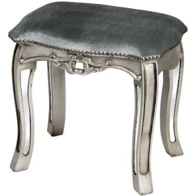 Abbildung von Silber Hocker Pouf Schminktisch Sitzhocker Polsterhocker Sitzbank vic503 Palazzo Exklusiv